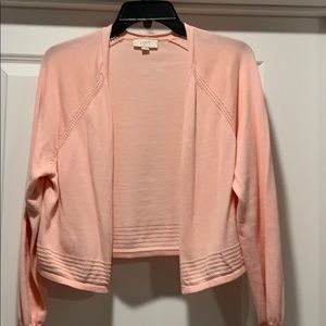 Loft soft pink short open front cardigan L